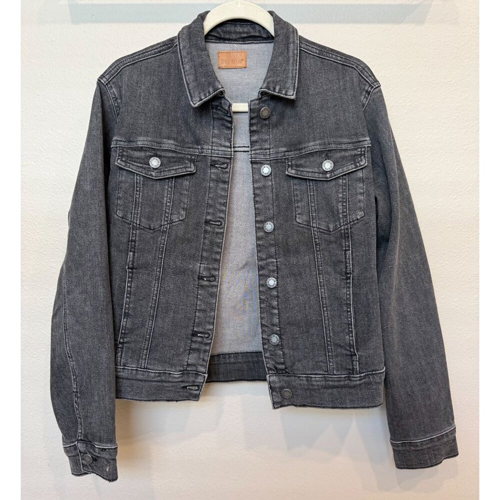 Judy Blue Women's Button Up Black Denim Jean Jacket Large Collared Western